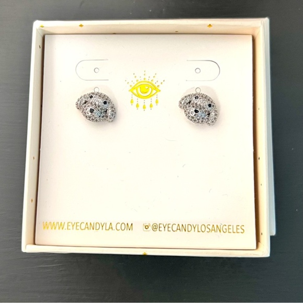 EyeCandy Luxe Collection Bichon Cubic Zirconia Earrings NWT - Picture 1 of 4
